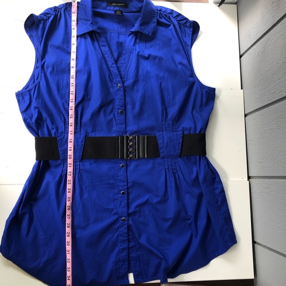 ASHLEY STEWARD Royal Blue Cotton Cutout Shirtdress Size 22 - Picture 8 of 11